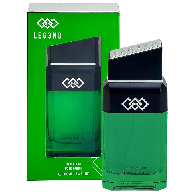 LEG3ND Men's Cologne Eau de Parfum Spray - 3.4oz/100ml Long-Lasting Scent with Elegant & Sleek Glass Bottle - Fragrance for Men with Luxurious Mandarin & Musk Notes (Green Edition)