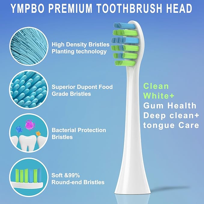Toothbrush Replacement Heads Compatible with 7AM2M AM100/AM105/AM110 Electric Toothbrush, Soft Brush Bristles, 5 Pack White + 5 Pack Black