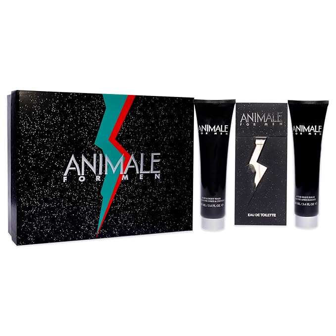 Animale By Animale Parfums For Men. Set-edt Spray 3.3 oz & Aftershave Balm 3.4 oz & Body Wash 3.4 oz