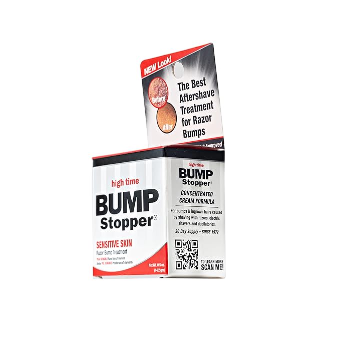 High Time Bump Stopper Sensitive Ingrown Hair Cream | Aftershave Lotion for Men and Women | Razor Bump Balm | 0.5 OZ (6 Pack)