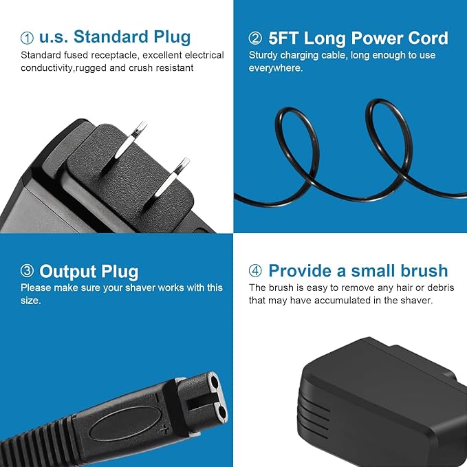 5V 1A Adapter for Andis Shaver Charger Power Cord, Replacement Andis Charger Compatible with 17150 17165 TS-1 TS-2 Foil Shaver