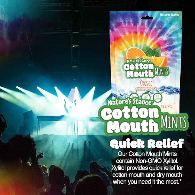 Nature’s Stance Cotton Mouth Xylitol Mints for Dry Mouth Relief - Sugar Free Mints, Stimulate Saliva & Freshen Breath, Throat, Teeth, Gums - Xylitol Lozenges, 40 Count (Orange)