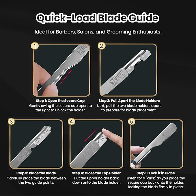 Professional Barber Straight Razor for Men, Single Blade Straight Edge Razor for Close Shaving and Beard Shaping, Shavette Kit with 100 Blades - Ultimate Men's Grooming & Shaving Gift Set