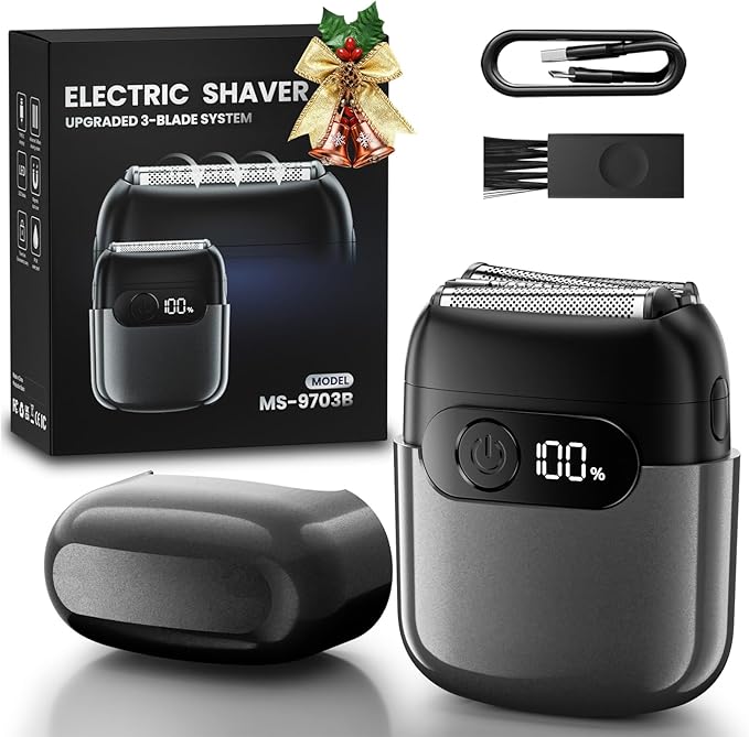 Electric Foil Shaver for Men :3D Floating Blades, LED Display, USB-C Fast Charge, IPX8 Waterproof - Perfect for Travel & Smooth Shaving at Home Misty Gray