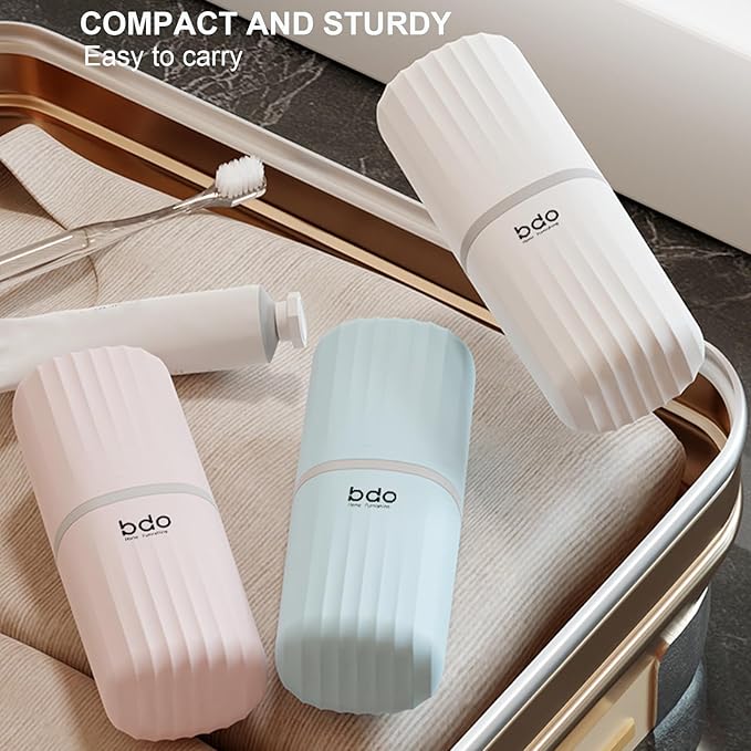 Toothbrush Cup Toothbrush Travel Case, Travel Toothbrush Holder Case with Cover Portable Multifunctional Toothbrush Cover, Suitable for Travel Business Camping Bathroom School or Daily Uses (Blue)