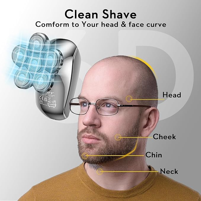 Kibiy 6D Blade Replacement Heads,Electric Shaver Replacement Head for Electric Razor for Men Wet and Dry Compatible Many Models Waterproof Head Razor-Silver