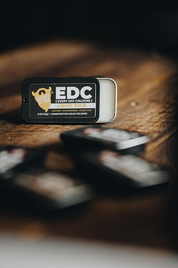 Beard Octane: 4 Pack Men's Solid Colognes - Concentrated, Travel Friendly Colognes in Assorted Scents EDC - Oud, Teakwood, Bergamot & Fresh Air - Made In USA