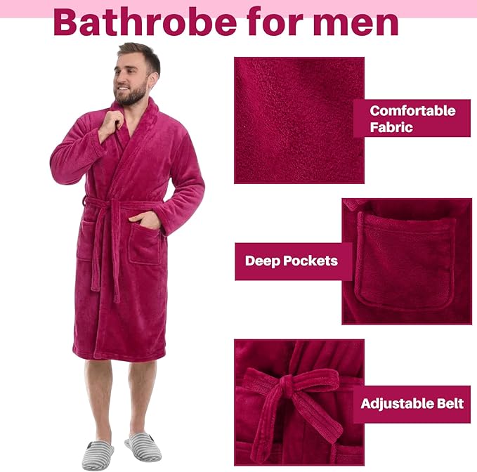Nuogo 15 Pcs Birthday Gifts for Men Beard Care Set for Him Valentine's Day Gifts Basket Ideas Kit for Men Tumbler Bath Robe for Dad Husband Boyfriend Box(Wine Red)