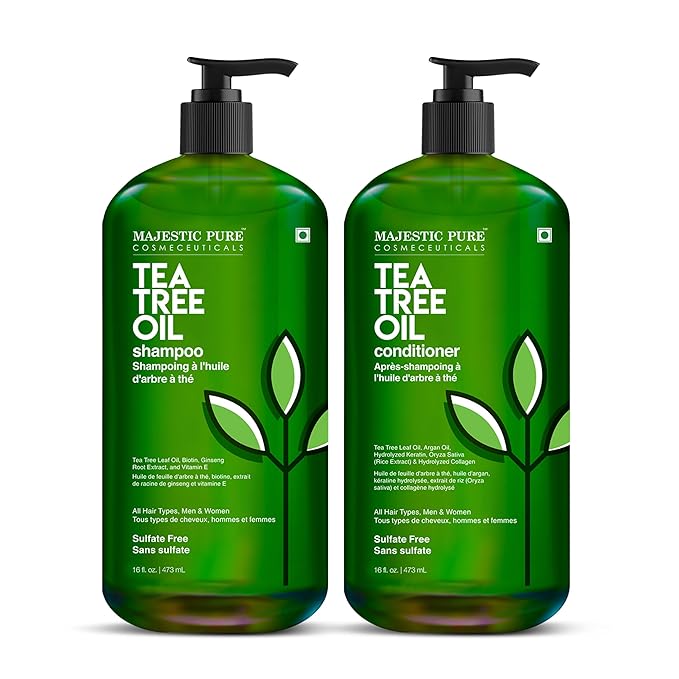Majestic Pure Tea Tree Shampoo for Men and Women - Hydrating Formula Fights Dandruff, Lice and Itchy, Irritating or Dry Scalp - For All Hair Types - Sulfate Free 16 fl oz (pack of 2)