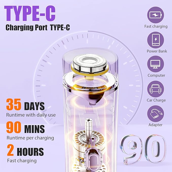 Bikini Trimmer for Women,2-in-1 Electric Shaver, Rechargeable Pubic Body Hair Trimmer Electric Shaver for Legs Body Hair,Dual Head Electric Razors Shaver, for Ladies Pubic, Face, Underarms, Legs
