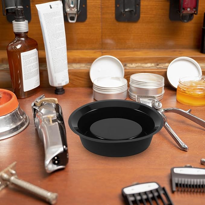 Silicone Shaving Soap Bowl with Beard Brush, Portable Black Shave Mug Dish for Travel and Home Use, Reusable Rubber Shave Cream Cup for Men