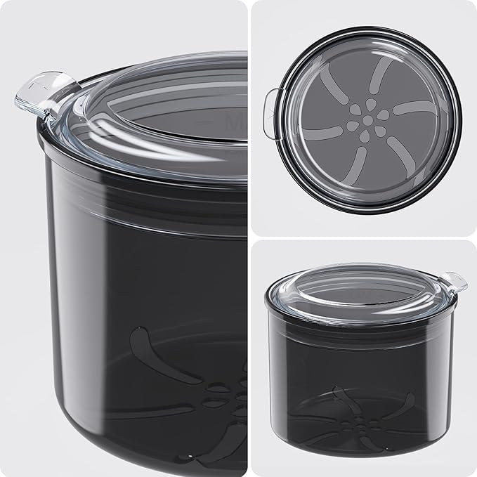 Denture Bath Cup with Cleaning Brush, Large Soaking Container with Strainer Basket for False Teeth & Night Guard, Oral Care Storage Holder for Home Use, Black