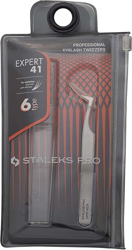 Professional eyelash tweezers EXPERT 41 TYPE 6 (curved tweezers for volume extension,75′) TE-41/6