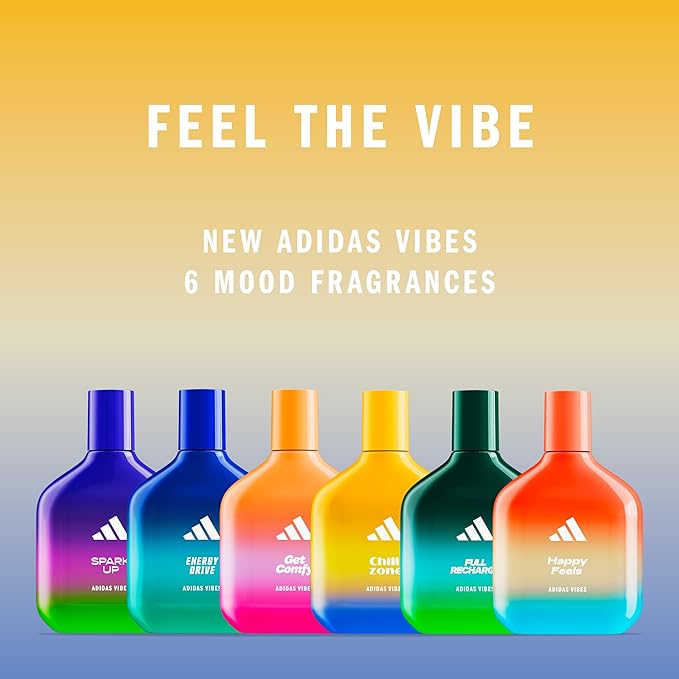 Adidas Vibes Chill Zone Eau de Parfum 1.6 fl oz (Pack of 1), Notes of Amber, Lavender, and Vanilla, Unisex Fragrance, Long Lasting, Sporty Fragrance, Travel Size