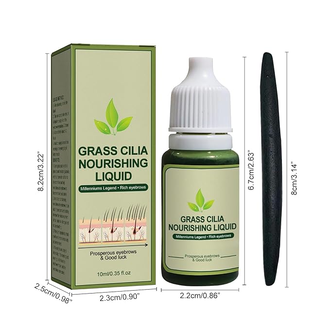 10ml Grass Cilia Nourishing Liquid for Eyelash & Eyebrow Growth – Natural Hair Serum to Thicken Lashes, Brows, Beard & Hairline