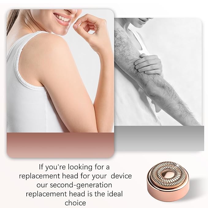 Gen 2 Replacement Heads Compatible with Flawless Facial Hair Remover, Replacement Blades，Rose Gold (4 Pcs)