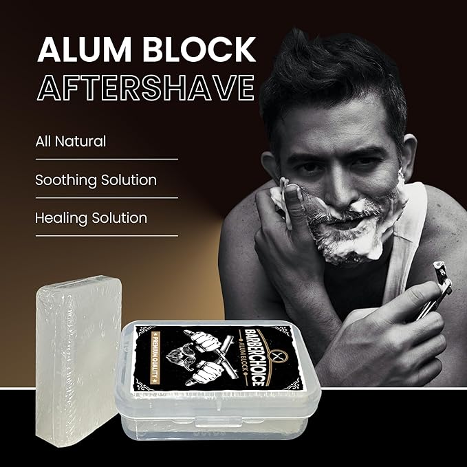 Alum Block for Shaving - Premium Quality | Razor Burn Relief & Skin Soothing Aftershave in Durable Plastic Case | Pack of 3
