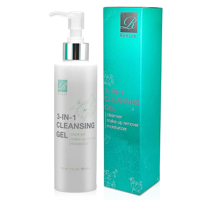 RenLee® 3-in-1 Cleansing Gel with Rose Essential Oil Made in USA, Face Wash for Women & Men, Makeup Remover, Face Painting Remover, Perfect for Kids and Teens (10-12). Moisturize All Skin Types