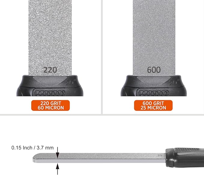 SHARPAL 120N Dual-Grit Diamond Sharpening Stone File with Angle Guide, 220/600 Grit Tool Sharpener for Lawn Mower Blades, Axes, Hatchets, Machetes, Hedge Shears, Knives, Chisels & Drills