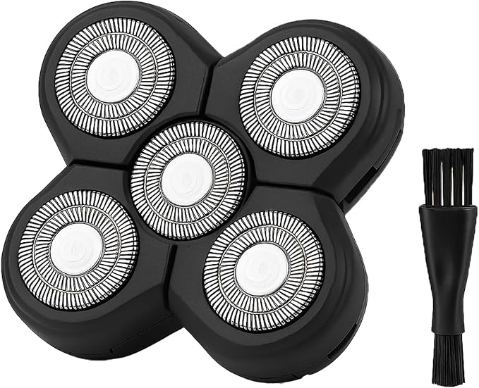 1 Pack Replacement Blades Compatible with Freedom Head Shaver, 5-Head Rotary Blade Refills for Bald Men Grooming, Electric Razor Heads for Head and Face Shaving with 1 Cleaning Brush