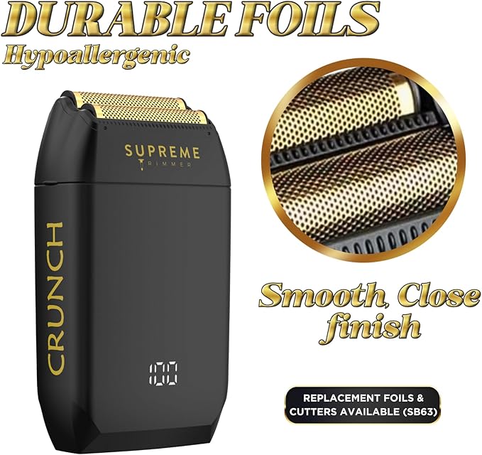 Supreme Trimmer Replacement Foil & Cutter SB63 | Hypoallergenic Foil for Crunch STF602 | Black