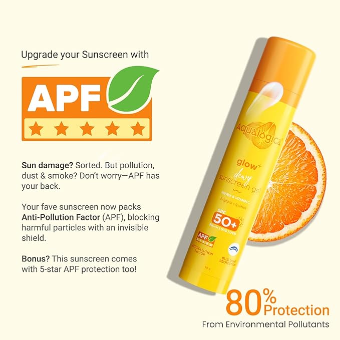 Aqualogica Glow+ Dewy Face Sunscreen with SPF 50+ & PA+++ | Blue Light Protection & No White Cast | Helps Give Glowing Skin with Papaya & Vitamin C | 1.76 Oz/50g