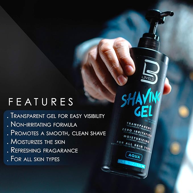 L3 Shaving Gel - Straight Razor Shave Gel - Non-Irritating - Refreshing Smell - No Hot Towel Necessary - Level Three Razor Gel (Aqua)