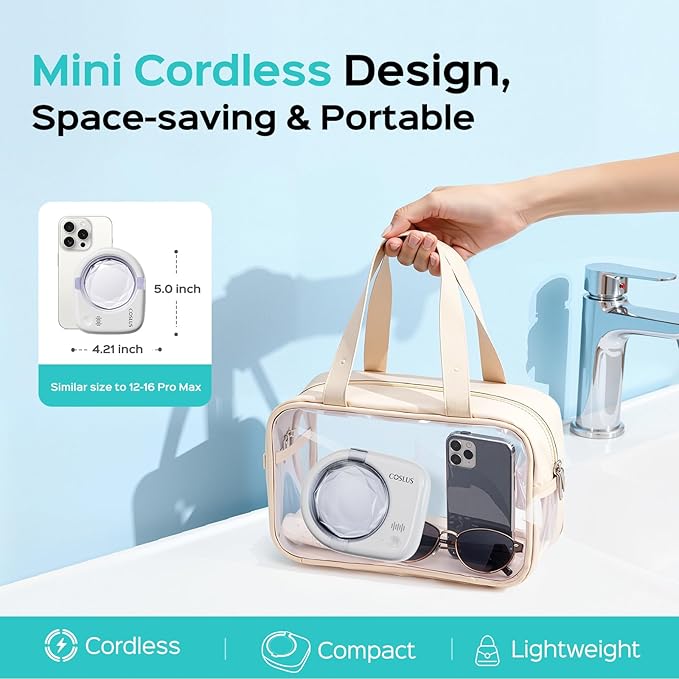 COSLUS Sonic Retainer Cleaner Machine: Cordless Professional Dental Cleaning Pod for Retainer, Aligner, Night Guard Deep Cleaning - Rechargeable Mini Travel Design, Quiet for Home Use with Timer