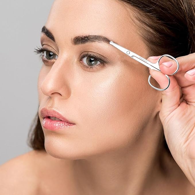 4 Pcs Nose Hair Scissors, Rounded Tip Eyebrow Scissors Stainless Steel Blunt Tip Trimmer Will Not Hurt the Nasal Cavity for Nose Eyebrow Eyelashes Trimming Mustache Beard Grooming