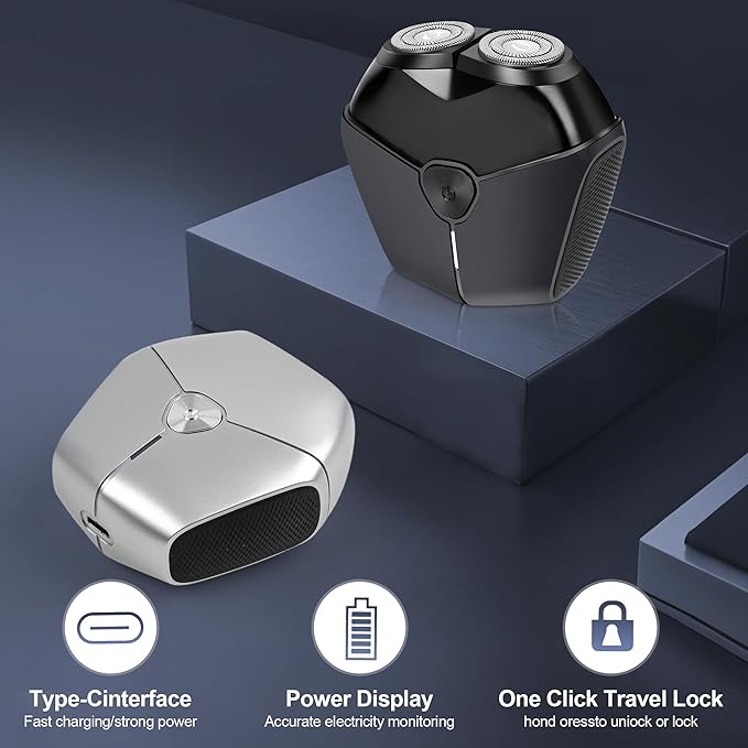 Mini Electric Foil Shavers for Men, Portable Electric Razor, Face Shaver with IPX7 Waterproof, Type C Fast Rechargeable (Silver)