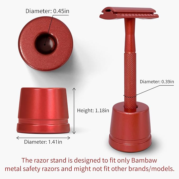 Bambaw Red Safety Razor Stand | Razor Holder for Men | Shaver Holder Stand does not fit all Safety Razors | Double Edge Safety Razor Stand | Safety Razor Holder Stand | Single Razor Stand