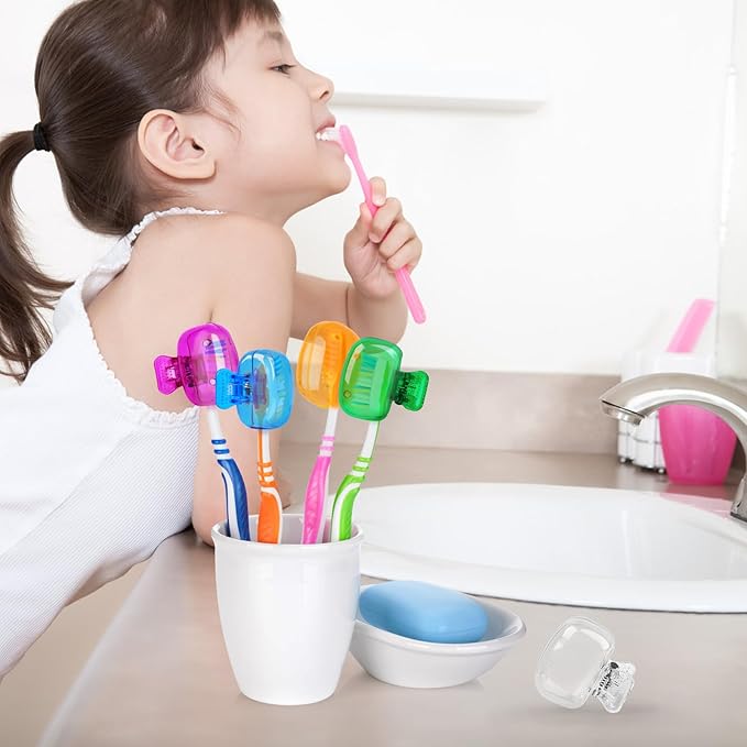 6 Pack Toothbrush Covers Portable Toothbrush Protector Coverings Clips Tooth Brush Storage Head Cover Cap Tooth Brush Covers for Kids Bathroom Home Travel Tooth Brush Case