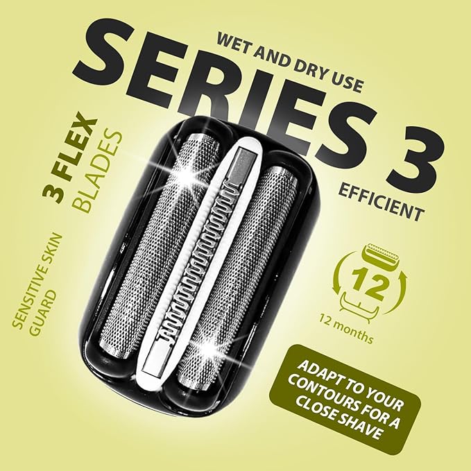 3P 32B Electric Replacement Shaver Head Compatible with Series 3 Shaving Razor Head, Suitable for 3 Series Models 3000s, 3010s, 3040s, and 3050cc.
