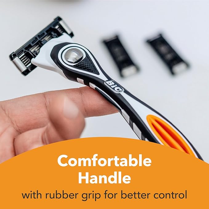 BIC Hybrid 5 Flex Refillable Men's Razor Kit, Handle and Nano-Tech Titanium 5-Blade Refills - Box of 1+2