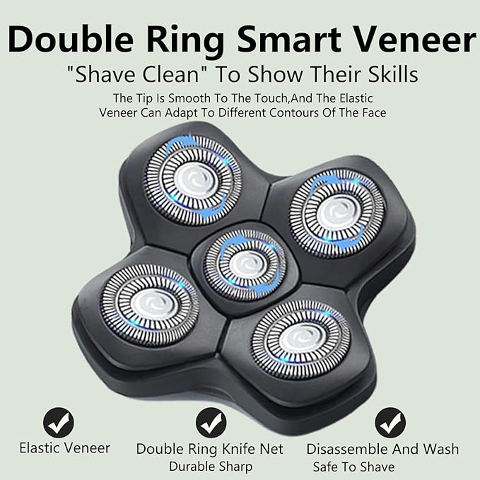 Newly Upgraded Replacement Heads for Skull Shaver Pitbull Platinum Pro Butterfly Kiss and Palm Hypo-Allergenic Electric Razors SK5