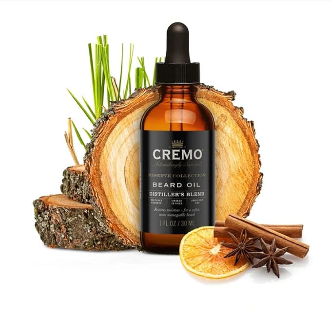 Cremo Beard Oil, Distiller's Blend (Reserve Collection), 1 fl oz - Restore Natural Moisture and Soften Your Beard To Help Relieve Beard Itch
