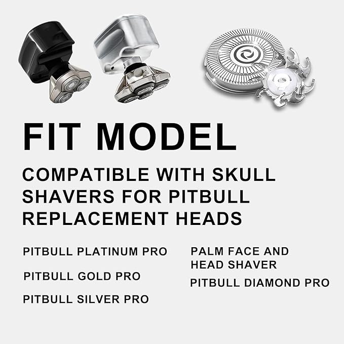 Head Shaver Replacement Heads Compatible with Sk-ull Shaver Pitbull Gold PRO, Pitbull Silver PRO, Palm, Pitbull Platinum PRO, Electric Razor Replacement head for Superior Shaving (12 PACKS)