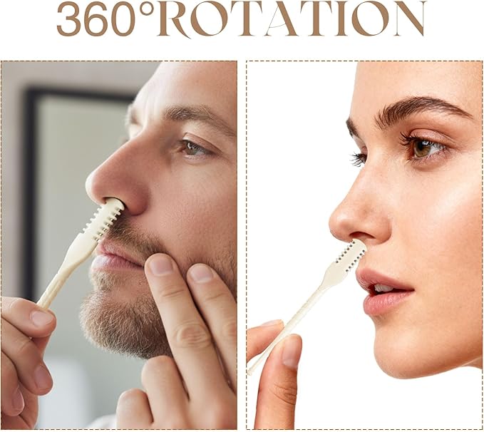 Lothee 50 Pcs Manual Nose Hair Trimmer - Rotating Nasal Hairs Razor Cutter Nose Hairs Cleaner for Women and Men - Portable Nostril Hair Remover Tools for Home and Beauty Salon