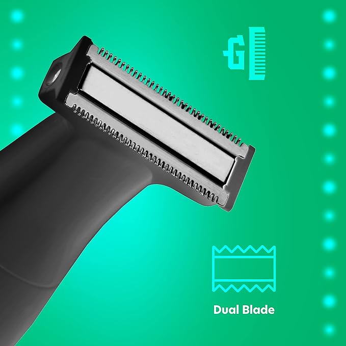 ChargeWorx Groom Essentials ONECUT Electric Shaver for Men, Dual-Blade Foil Shaver for Beard and Mustache, Body-Hair Trimmer with Detachable Head, Cordless Travel Electric Razor with Rotating Switch