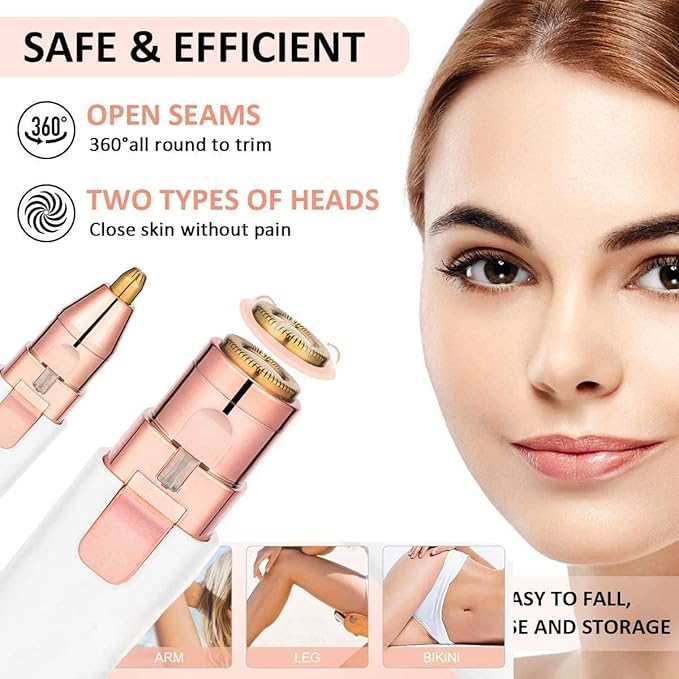 Painless Eyebrow Trimmer for Women, 2 in 1 Rechargeable Facial Hair Remover Pack of 1