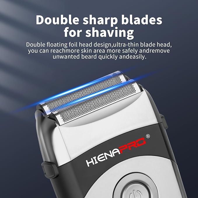 HIENA PRO Professional Beard Trimmer for Men, Reciprocating Electric foil Shaver & Bald Head Precision Trimmer, Men's Facial Grooming Tool with LED, Perfect Gifts for Men(Silver)