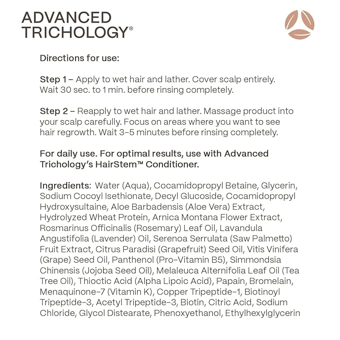 Hairstem™ Peptide Shampoo for Hair Growth | Peptide-Infused for Fuller, Stronger Looking Hair | Copper Tripeptide-1, Biotinoyl & Acetyl Peptides + Botanical Nutrients