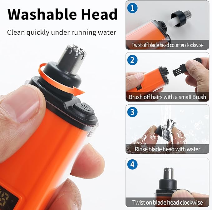 Electric Nose Hair Trimmer for Women Men, Rechargeable Mini Travel Trimmer for Nose and Ear Hair Clippers Portable Trimming with LED Display