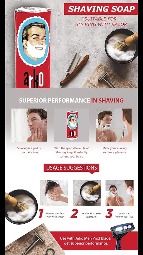 Arko Shaving Soap Stick, 70 Gram