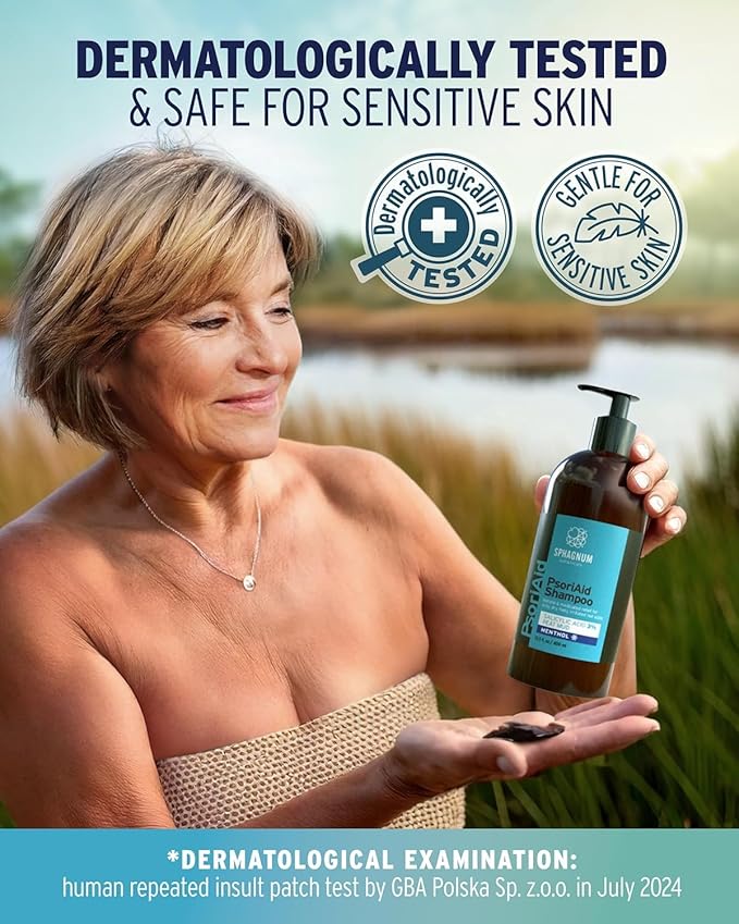 Sphagnum Botanicals Psoriasis Shampoo with Salicylic Acid – Natural Scalp Support for Dry, Itchy, Flaky Scalp with Menthol & Peat Mud – Sulfate-Free, Gentle Formula – 8.45 fl oz