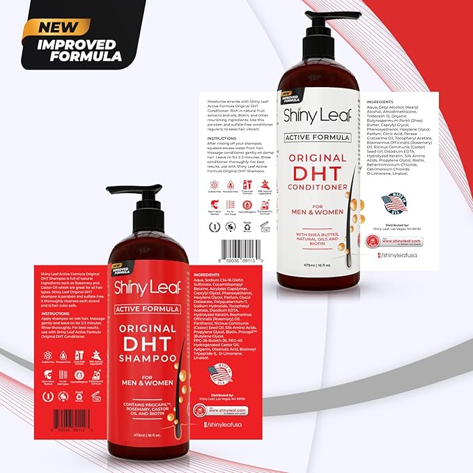 DHT Blocker Shampoo and Conditioner - For Women And Men, Made In USA, Anti-Hair Loss Treatment, With Biotin, Castor Oil, Rosemary Oil and Procapil, For Thinning Hair And Hair Loss