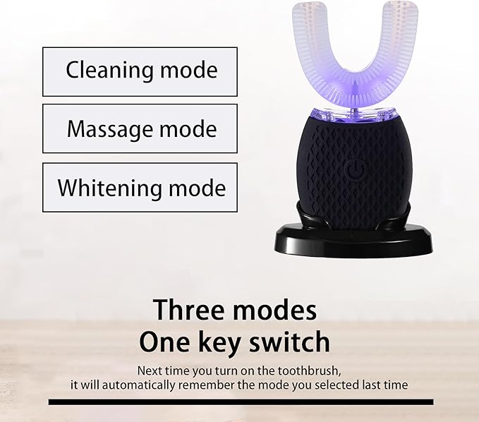 Ultrasonic Toothbrush for Adults - Automatic Electric Toothbrush with Soft Bristles Waterproof & Washable Rechargeable Portable Design with Wireless Charging 30'' Timer for Travel & Home Use (Black)