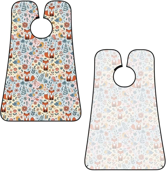 Waterproof Beard Trimming Bib, Non-Stick Hair Catcher for Men Shaving, Grooming Apron for Husband Dad, Floral Flowers Foxes Shave Bib