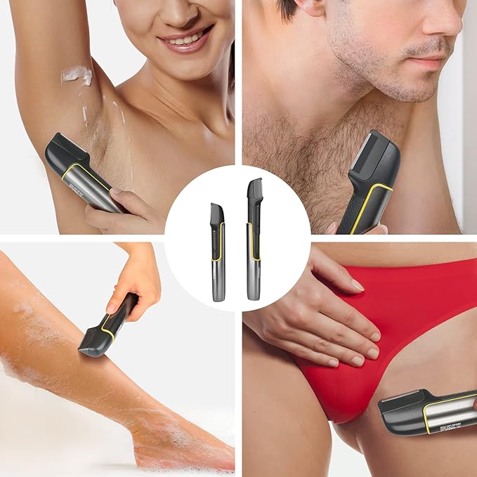 PRITECH Body Hair Trimmer for Men, Body Hair Groomers with Guard Comb, Rechargeable Hair Trimmer for Pubic Area, Back, Face, Legs and Beard