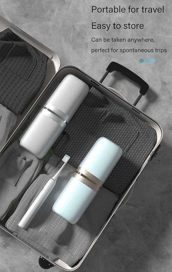 Toothbrush Travel Case Portable Travel Toothbrush Holder, Large Travel Toothbrush Cup for School, Camping, Business Trip, Bathroom, Cruise (White)